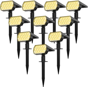 Solar Lights Outdoor, IP68 Waterproof, 65 LED, Warm White, 10 Pack Long Lasting, 3 Lighting Modes, Auto On/Off, Adjustable Solar Panel, Solar Spot Light for Garden Landscape Yard Outside Tree Solar Lights Outdoor, IP68 Waterproof, 65 LED, Warm White, 10 Pack Long Lasting, 3 Lighting Modes, Auto On/Off, Adjustable Solar Panel, Solar Spot Light for Garden Landscape Yard Outside Tree