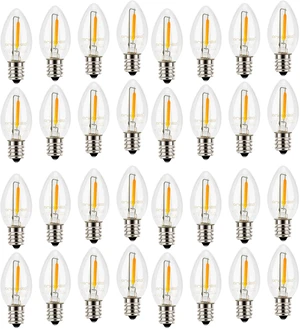 Night Light Bulbs, C7 Candelabra Bulb, LED Light Bulbs with E12 Chandelier Base, 0.5 Watt (4W 5W 6W 7W Incandescent Equivalent), 50LM, Warm White, 2700K, Clear, 32 Pack Night Light Bulbs, C7 Candelabra Bulb, LED Light Bulbs with E12 Chandelier Base, 0.5 Watt (4W 5W 6W 7W Incandescent Equivalent), 50LM, Warm White, 2700K, Clear, 32 Pack