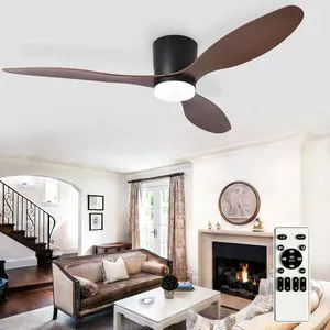 Flush Mount Ceiling Fan: 52-Inch Black Ceiling Fans with Lights for Bedroom Indoor Outdoor - Low Profile Ceiling Fans with Remote Control 24W 3CCT Dimmable 3 Reversible Walnut Blades 6 Speeds Flush Mount Ceiling Fan: 52-Inch Black Ceiling Fans with Lights for Bedroom Indoor Outdoor - Low Profile Ceiling Fans with Remote Control 24W 3CCT Dimmable 3 Reversible Walnut Blades 6 Speeds