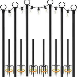 6 Pack String Light Poles,10 Ft Light Poles for Outside String Lights,Outdoor Lights Pole with Fork,Metal Poles Stand for Patio Deck Backyard 6 Pack String Light Poles,10 Ft Light Poles for Outside String Lights,Outdoor Lights Pole with Fork,Metal Poles Stand for Patio Deck Backyard
