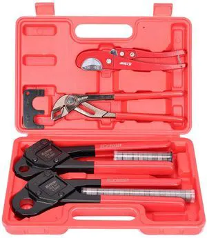iCrimp Angle Head F1807 PEX Pipe Crimping Tool with Pliers for Copper Ring 1/2&3/4-inch Two Crimper Set with 9.5" Groove Joint Pliers, PPR Cutter, 20PCS 1/2" and 10PCS 3/4" Copper Rings iCrimp Angle Head F1807 PEX Pipe Crimping Tool with Pliers for Copper Ring 1/2&3/4-inch Two Crimper Set with 9.5" Groove Joint Pliers, PPR Cutter, 20PCS 1/2" and 10PCS 3/4" Copper Rings