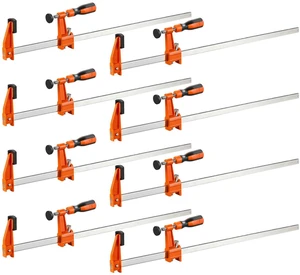 Bar Clamps for Woodworking, 8-Pack, 24" Opening F Clamps, 600 lbs Load Limit, with Plastic Pad and Self-Locking Design, Premium Cast Iron and Carbon Steel, for Wood Working and Metal Working Bar Clamps for Woodworking, 8-Pack, 24" Opening F Clamps, 600 lbs Load Limit, with Plastic Pad and Self-Locking Design, Premium Cast Iron and Carbon Steel, for Wood Working and Metal Working