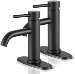 Black Bathroom Faucet, Single Hole Bathroom Faucet Stainless Steel 2 Pack Modern Bathroom Sink Faucet with Pop-up Drain and Hoses, RV & Outdoor Basins,1 or 3 Hole Black Bathroom Faucet, Single Hole Bathroom Faucet Stainless Steel 2 Pack Modern Bathroom Sink Faucet with Pop-up Drain and Hoses, RV & Outdoor Basins,1 or 3 Hole