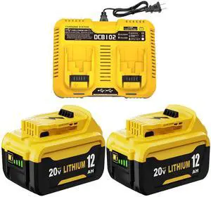 2 Packs 12Ah Replacement for Dewalt 20V Battery DCB208 and Charger Compatible with Dewalt 20V Max Battery DCB207 DCB206 DCB204 DCB203 DCB200 DCB201 and DCB102 Charger 2 Packs 12Ah Replacement for Dewalt 20V Battery DCB208 and Charger Compatible with Dewalt 20V Max Battery DCB207 DCB206 DCB204 DCB203 DCB200 DCB201 and DCB102 Charger