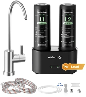 DLG-L Under Sink Water Filter, Reduces Chlorine Lead Chloramine 2 Stage Under Sink Water Filtration System, Life Indicator, Dual-Outlet Filtered Water, Wash & Drink, with Separate Faucet DLG-L Under Sink Water Filter, Reduces Chlorine Lead Chloramine 2 Stage Under Sink Water Filtration System, Life Indicator, Dual-Outlet Filtered Water, Wash & Drink, with Separate Faucet