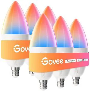 Smart E12 Led Bulb, RGBWW Color Changing, 2.4GHz Only, 450 LM, 6 Pack Work with Matter, Alexa, Google Assistant, WiFi Candelabra Bulbs 40 Watt Equivalent Smart E12 Led Bulb, RGBWW Color Changing, 2.4GHz Only, 450 LM, 6 Pack Work with Matter, Alexa, Google Assistant, WiFi Candelabra Bulbs 40 Watt Equivalent