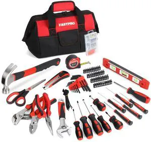 220-Piece Home Tool Set, Household Repairing Tool Kit, Red Included 12-Inch Wide Mouth Open Storage Tool Bag, For Beginners, For Home Repair and Maintenance, Great for Gifts 220-Piece Home Tool Set, Household Repairing Tool Kit, Red Included 12-Inch Wide Mouth Open Storage Tool Bag, For Beginners, For Home Repair and Maintenance, Great for Gifts