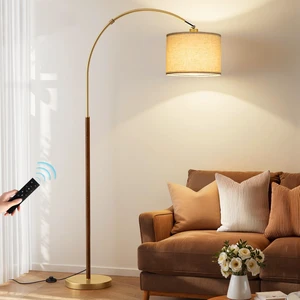 Dimmable Arc Floor Lamp with Remote, Color Temp Adjust, Woodgrain Rotating Head, Foot Switch & Remote, Arched Floor Lamp for Living Room Bedroom, Over Couch Arched Light, Gold & Woodgrain Dimmable Arc Floor Lamp with Remote, Color Temp Adjust, Woodgrain Rotating Head, Foot Switch & Remote, Arched Floor Lamp for Living Room Bedroom, Over Couch Arched Light, Gold & Woodgrain