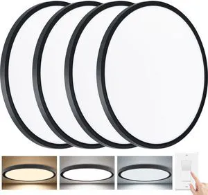 3520LM Dimmable LED Flush Mount Ceiling Light, 15.8 Inch Edge-Lit Flat Fixture, 3000K/4000K/5000K 3 Color Temperature Selectable, Close to Ceiling Lighting for Bedroom Kitchen Laundry,4Pack Black 3520LM Dimmable LED Flush Mount Ceiling Light, 15.8 Inch Edge-Lit Flat Fixture, 3000K/4000K/5000K 3 Color Temperature Selectable, Close to Ceiling Lighting for Bedroom Kitchen Laundry,4Pack Black