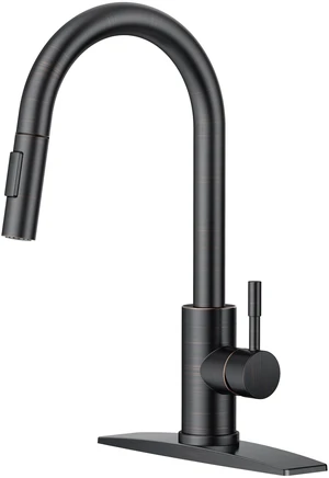 Kitchen Faucet with Pull Down Sprayer, Oil Rubbed Bronze High Arc No-Lead Stainless Steel Sink Faucet, Single Handle, Dual Mode, with 1 or 3 Holes Deck Plate, Fit for Bar Farmhouse Outdoor Rv Kitchen Faucet with Pull Down Sprayer, Oil Rubbed Bronze High Arc No-Lead Stainless Steel Sink Faucet, Single Handle, Dual Mode, with 1 or 3 Holes Deck Plate, Fit for Bar Farmhouse Outdoor Rv