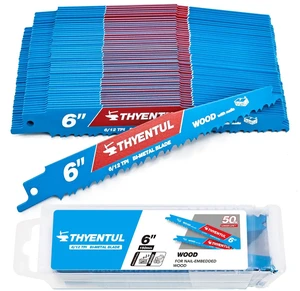 50 Pack 6in 6/12TPI Stud and Nail-Embedded Saw Blades,Bi-Metal Demolition Reciprocating Saw Blade for Nail-Embedded Wood Cutting,Garden Pruning,Small Branch Pruning,Wood Window Door Demolition 50 Pack 6in 6/12TPI Stud and Nail-Embedded Saw Blades,Bi-Metal Demolition Reciprocating Saw Blade for Nail-Embedded Wood Cutting,Garden Pruning,Small Branch Pruning,Wood Window Door Demolition