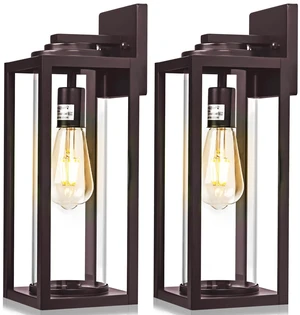 16in Large Outdoor Wall Lights for House, Oil Rubbed Bronze,2 Pack Anti-Rust, Waterproof, Brown Exterior Lanterns with Clear Glass, Modern Farmhouse Sconces for Garage, Porch, Front Door 16in Large Outdoor Wall Lights for House, Oil Rubbed Bronze,2 Pack Anti-Rust, Waterproof, Brown Exterior Lanterns with Clear Glass, Modern Farmhouse Sconces for Garage, Porch, Front Door