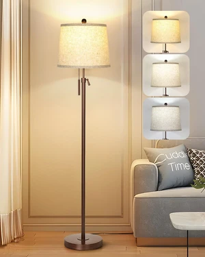Modern Floor Lamp Adjustable Height Standing Lamp Tall Lamp with 3 Color Temperatures Floor Lamps for Living Room Bedroom Office Beige Shade Bulb Included-Brown Modern Floor Lamp Adjustable Height Standing Lamp Tall Lamp with 3 Color Temperatures Floor Lamps for Living Room Bedroom Office Beige Shade Bulb Included-Brown