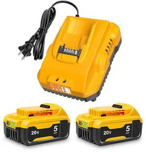 20V Max Battery Replacement 2-Pack Upgraded 5.0Ah for Dewalt Battery - High Capacity with DCB112 Battery Charger Station for DCB200 DCB120 20V Max Battery Replacement 2-Pack Upgraded 5.0Ah for Dewalt Battery - High Capacity with DCB112 Battery Charger Station for DCB200 DCB120