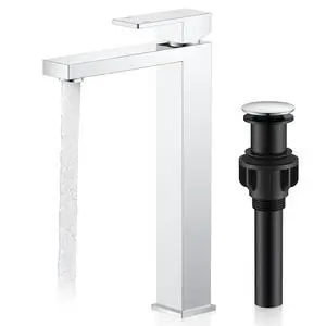 Chrome Vessel Sink Faucet 1 Handle, Tall Bathroom Sink Faucet 1 Hole Vessel Bowl Faucet with Pop Up Drain & Supply Lines, Lead-Free cUPC & NSF Certified, 1 Hole Faucet for Vanity RV Restroom Chrome Vessel Sink Faucet 1 Handle, Tall Bathroom Sink Faucet 1 Hole Vessel Bowl Faucet with Pop Up Drain & Supply Lines, Lead-Free cUPC & NSF Certified, 1 Hole Faucet for Vanity RV Restroom
