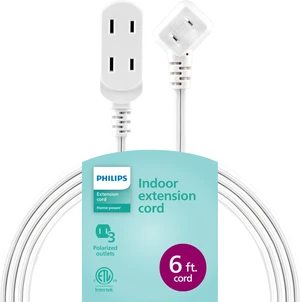 3-Outlet Flat Plug Extension Cord - 6 Ft, Indoor Use, Safety Slide, 2 Prong White, ETL Listed SPS3613W/37 (Pack of 12) 3-Outlet Flat Plug Extension Cord - 6 Ft, Indoor Use, Safety Slide, 2 Prong White, ETL Listed SPS3613W/37 (Pack of 12)