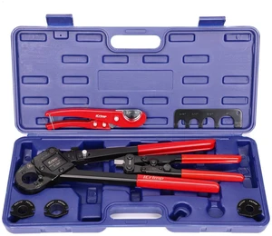 iCrimp Angle Head PEX Crimping Tool Kit for 3/8,1/2,3/4,1-inch,PEX Crimper with Copper Ring Removal Tool, Pex Pipe Cutter and Gauge, Meets ASTM F1807 Standard, Suitable for Tight Spaces iCrimp Angle Head PEX Crimping Tool Kit for 3/8,1/2,3/4,1-inch,PEX Crimper with Copper Ring Removal Tool, Pex Pipe Cutter and Gauge, Meets ASTM F1807 Standard, Suitable for Tight Spaces