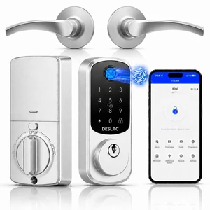 B200 Fingerprint Smart Lock with 2 Ergonomic Curved Handles 8-in-1 Unlock, Palm-Friendly Curve for Natural Comfort, ADA-Compliant Lever, App Control, Auto Lock, Long Battery Life,Silver B200 Fingerprint Smart Lock with 2 Ergonomic Curved Handles 8-in-1 Unlock, Palm-Friendly Curve for Natural Comfort, ADA-Compliant Lever, App Control, Auto Lock, Long Battery Life,Silver