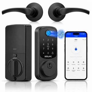 B200 Fingerprint Smart Lock with 2 Ergonomic Curved Handles 8-in-1 Unlock, Palm-Friendly Curve for Natural Comfort, ADA-Compliant Lever, App Control, Auto Lock, Long Battery Life, Black B200 Fingerprint Smart Lock with 2 Ergonomic Curved Handles 8-in-1 Unlock, Palm-Friendly Curve for Natural Comfort, ADA-Compliant Lever, App Control, Auto Lock, Long Battery Life, Black