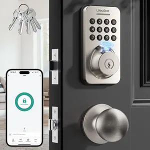 Fingerprint Keypad Deadbolt with Handle Set, Keyless Entry Door Lock, Door Locks for Front Door Lock Set, App Control, Auto Locking, Easy to Install, Satin Nickel Fingerprint Keypad Deadbolt with Handle Set, Keyless Entry Door Lock, Door Locks for Front Door Lock Set, App Control, Auto Locking, Easy to Install, Satin Nickel