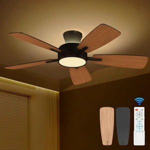 Ceiling Fans with Lights and Remote, 46 Inch Low Profile Ceiling Fan with Light, Flush Mount, Reversible, 3CCT, Dimmable Black Modern Ceiling Fan for Bedroom, Living Room, Outdoor Patio Ceiling Fans with Lights and Remote, 46 Inch Low Profile Ceiling Fan with Light, Flush Mount, Reversible, 3CCT, Dimmable Black Modern Ceiling Fan for Bedroom, Living Room, Outdoor Patio