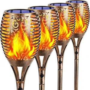 Flickering Flame Solar Torch Lights Outdoor, 43" Tall, 4 Pack Realistic 99-LED Flame Effect, Charges in 6-8 Hours, 10-12-Hour Runtime, IP65 Waterproof, Auto On/Off for Yard, Patio, Garden Flickering Flame Solar Torch Lights Outdoor, 43" Tall, 4 Pack Realistic 99-LED Flame Effect, Charges in 6-8 Hours, 10-12-Hour Runtime, IP65 Waterproof, Auto On/Off for Yard, Patio, Garden