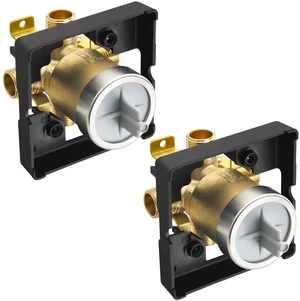 Shower Valve for Delta R10000-UNBX, 4 Port 1/2 Inch Connection 2-Pack, R10000 Valve Kit Compatible with Delta MultiChoice 13 14 17 17T Shower and Tub Trim, Brass Construction Without Stops Shower Valve for Delta R10000-UNBX, 4 Port 1/2 Inch Connection 2-Pack, R10000 Valve Kit Compatible with Delta MultiChoice 13 14 17 17T Shower and Tub Trim, Brass Construction Without Stops