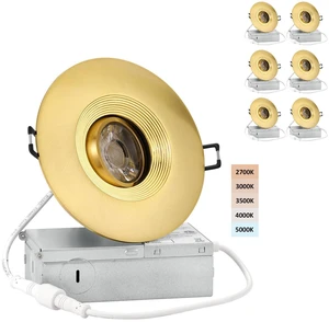 4 Inch Gimbal LED Recessed Lights 6 Pack, Adjustable Downlight, Gold Baffle,Anti-dazzle,8W 851LM,Premium Canless Spotlight,5CCT 2700K-5000K,5-100% Dimmable,30°Tilt,Die-cast Aluminum,ETL,IC Rated 4 Inch Gimbal LED Recessed Lights 6 Pack, Adjustable Downlight, Gold Baffle,Anti-dazzle,8W 851LM,Premium Canless Spotlight,5CCT 2700K-5000K,5-100% Dimmable,30°Tilt,Die-cast Aluminum,ETL,IC Rated