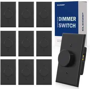 Rotating Dimmer Switch for Dimmable LED, CFL and Incandescent Light Lamp Bulbs, Single Pole or 3-Way Rotary Dimmer Switch, Wall Plate Included, UL Listed (10 Pack, Matte Black) Rotating Dimmer Switch for Dimmable LED, CFL and Incandescent Light Lamp Bulbs, Single Pole or 3-Way Rotary Dimmer Switch, Wall Plate Included, UL Listed (10 Pack, Matte Black)