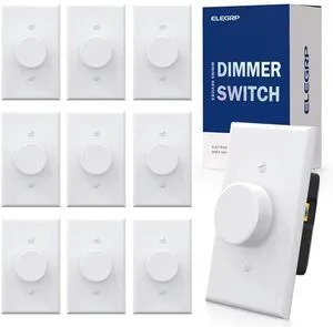 Digital Rotating Dimmer Switch for Dimmable LED, CFL and Incandescent Light Lamp Bulbs, Single Pole / 3-Way Rotary Dimmer Switch, Wall Plate Included, UL Listed (10 Pack, Matte White) Digital Rotating Dimmer Switch for Dimmable LED, CFL and Incandescent Light Lamp Bulbs, Single Pole / 3-Way Rotary Dimmer Switch, Wall Plate Included, UL Listed (10 Pack, Matte White)