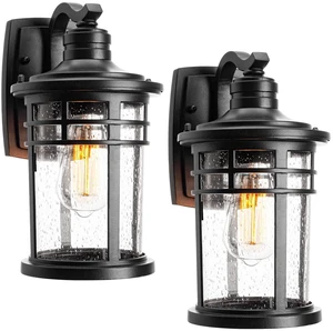 Outdoor Porch Lights Wall Mount, Outdoor Light Fixtures Sconces Wall Lighting with Seeded Glass Waterproof Exterior Lights for Patio Yard House Hallway Doorway Garage(2 Pack, Black) Outdoor Porch Lights Wall Mount, Outdoor Light Fixtures Sconces Wall Lighting with Seeded Glass Waterproof Exterior Lights for Patio Yard House Hallway Doorway Garage(2 Pack, Black)