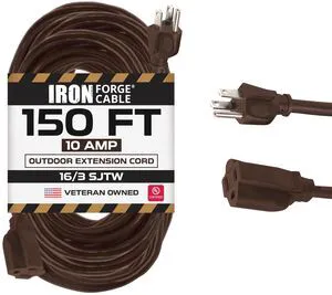 16 Gauge Heavy Duty Brown Extension Cord, 150 Ft - SJTW 16/3 SJTW Cable, 3 Prong Grounded Plug, 13 Amp - For Landscaping, Leaf Blowers, Lights, Appliances 16 Gauge Heavy Duty Brown Extension Cord, 150 Ft - SJTW 16/3 SJTW Cable, 3 Prong Grounded Plug, 13 Amp - For Landscaping, Leaf Blowers, Lights, Appliances