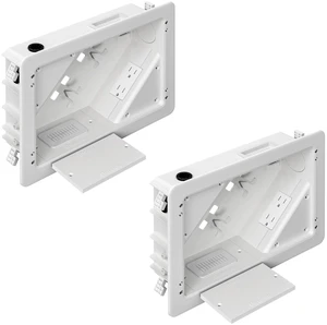 in-Wall TV Box with Flange for Home Theater Installation, Cord Hider for Wall Mounted TV, with 2 Duplex Outlets, Cable Bracket, LV Cable & 1-1/2" ENT Entrance, Ideal for New or Retrofit Job, 2 Pack in-Wall TV Box with Flange for Home Theater Installation, Cord Hider for Wall Mounted TV, with 2 Duplex Outlets, Cable Bracket, LV Cable & 1-1/2" ENT Entrance, Ideal for New or Retrofit Job, 2 Pack