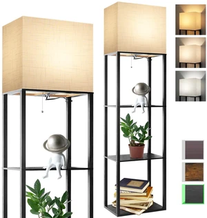 Plus Floor Lamp with Shelves, Shelf Lamp with 15W LED Bulb, 3 Colors, Memory Function, Wide Display Shelf for Collectibles Storge, Floor Lamps for Living Room, Standing Lamp for Bedroom Plus Floor Lamp with Shelves, Shelf Lamp with 15W LED Bulb, 3 Colors, Memory Function, Wide Display Shelf for Collectibles Storge, Floor Lamps for Living Room, Standing Lamp for Bedroom