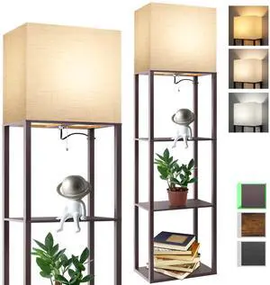Plus - Floor Lamp with Shelves, Wide Shelf Lamp, Shelf Floor Lamp with 15W LED Bulb, 3 Colors Temperature, Memory Function, Large Display Storage, Standing Lamps for Living Room, Bedroom, Wood Plus - Floor Lamp with Shelves, Wide Shelf Lamp, Shelf Floor Lamp with 15W LED Bulb, 3 Colors Temperature, Memory Function, Large Display Storage, Standing Lamps for Living Room, Bedroom, Wood