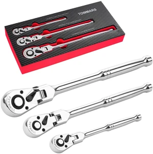 Flex Head Ratchet Set, 1/4", 3/8", 1/2" Drive Socket Wrench Kit Mechanic Hand Tool Kit, Flexible, 72 Tooth 5-degree swing arc, Quick Release, Reversible Flex Head Ratchet Set, 1/4", 3/8", 1/2" Drive Socket Wrench Kit Mechanic Hand Tool Kit, Flexible, 72 Tooth 5-degree swing arc, Quick Release, Reversible