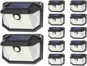 Solar Outdoor Lights, 12-Pack Super Bright 178 LEDs Motion Sensor Wall Light with 270° Wide Angle & 3 Modes, Waterproof Solar Powered Security Light for Patio Garden Garage Front Door Solar Outdoor Lights, 12-Pack Super Bright 178 LEDs Motion Sensor Wall Light with 270° Wide Angle & 3 Modes, Waterproof Solar Powered Security Light for Patio Garden Garage Front Door