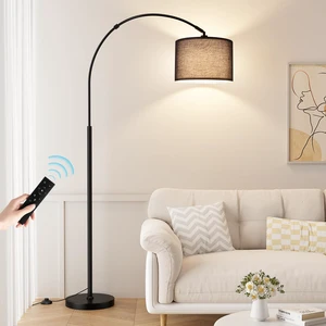 Dimmable Arc Floor Lamp with Remote, Color Temperatures Adjustable Rotating Head, Foot Switch & Remote, Arched Floor Lamp for Living Room Bedroom Office, Over Couch Arched Light, Black & Black Dimmable Arc Floor Lamp with Remote, Color Temperatures Adjustable Rotating Head, Foot Switch & Remote, Arched Floor Lamp for Living Room Bedroom Office, Over Couch Arched Light, Black & Black
