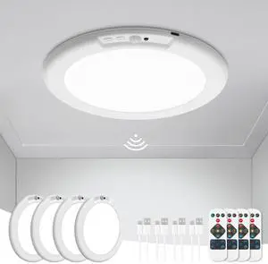 4Pcs Battery Operated Ceiling Lights Rechargeable with Motion Sensor Wireless Shower Light with Remote, 3000K 4500K 6500K 7.48", Dimmable Stick On Battery Light for Ceiling,Lámparas Recargables 4Pcs Battery Operated Ceiling Lights Rechargeable with Motion Sensor Wireless Shower Light with Remote, 3000K 4500K 6500K 7.48", Dimmable Stick On Battery Light for Ceiling,Lámparas Recargables