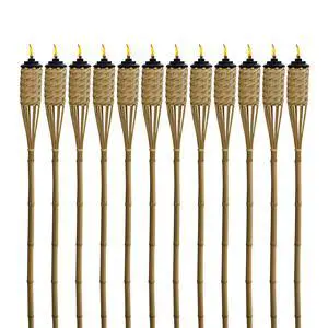 Bamboo Torches 12-Pack Weather-Resistant Outdoor Décor with Easy-Pour Wide-Mouth Canister Refill for Patio, Garden, Backyard, and Parties, 57-Inch Citronella Torches Bamboo Torches 12-Pack Weather-Resistant Outdoor Décor with Easy-Pour Wide-Mouth Canister Refill for Patio, Garden, Backyard, and Parties, 57-Inch Citronella Torches