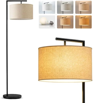 Montage Modern Floor Lamp - LED Standing Lamp with Tan Shade for Living Rooms & Offices - Bedroom Reading Light - Tall Corner Pole Lamp for Contemporary Home Decor - Black Montage Modern Floor Lamp - LED Standing Lamp with Tan Shade for Living Rooms & Offices - Bedroom Reading Light - Tall Corner Pole Lamp for Contemporary Home Decor - Black