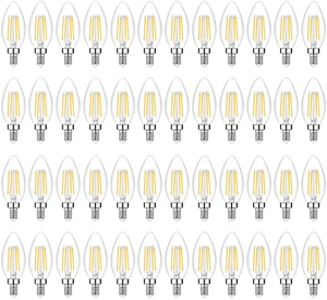 48-Pack Dimmable E12 LED Candelabra Bulbs 60W Equivalent, 2700K 6W, B11 Candle Base, 600 Lumens, LED Filament, High CRI, Vintage Light Bulb for Chandelier Ceiling Fan 48-Pack Dimmable E12 LED Candelabra Bulbs 60W Equivalent, 2700K 6W, B11 Candle Base, 600 Lumens, LED Filament, High CRI, Vintage Light Bulb for Chandelier Ceiling Fan