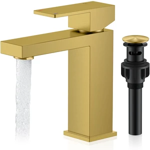 Brushed Gold Bathroom Faucet Single Hole, Single Handle Vanity Faucet Bathroom Sink Faucet with Pop Up Drain & Supply Lines, Lead-Free cUPC & NSF Certified, 1 Handle Faucet for Vanity RV Restroom Brushed Gold Bathroom Faucet Single Hole, Single Handle Vanity Faucet Bathroom Sink Faucet with Pop Up Drain & Supply Lines, Lead-Free cUPC & NSF Certified, 1 Handle Faucet for Vanity RV Restroom