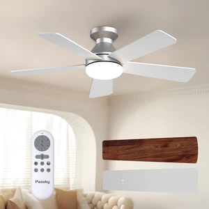 42 Inch Silver Low Profile Ceiling Fans with Lights and Remote Flush mount, 3-color dimmable light, quiet reversible DC motor, easy install, memory, timer, bedroom, covered outdoor areas 42 Inch Silver Low Profile Ceiling Fans with Lights and Remote Flush mount, 3-color dimmable light, quiet reversible DC motor, easy install, memory, timer, bedroom, covered outdoor areas