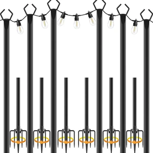 6 Pack 10 ft Heavy Duty Metal String Light Poles Adjustable Outdoor Lighting Stand for Patio,Backyard,Garden,Party & Wedding Rustproof & Sturdy with Hooks 6 Pack 10 ft Heavy Duty Metal String Light Poles Adjustable Outdoor Lighting Stand for Patio,Backyard,Garden,Party & Wedding Rustproof & Sturdy with Hooks