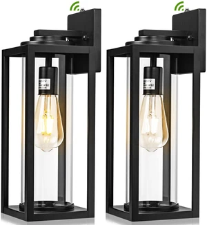 Large Dusk to Dawn Outdoor Wall Lights, 16 Inch, Modern, 2 Pack Anti-Rust, Waterproof, Matte Black Exterior Fixture with Photocell, Farmhouse Wall Sconces for Garage, Porch, Front Door, E26 Large Dusk to Dawn Outdoor Wall Lights, 16 Inch, Modern, 2 Pack Anti-Rust, Waterproof, Matte Black Exterior Fixture with Photocell, Farmhouse Wall Sconces for Garage, Porch, Front Door, E26