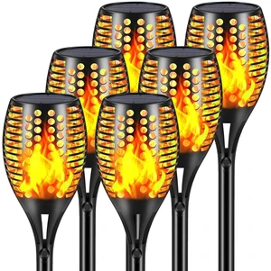 Solar Torch Lights 43" Flickering Flame Outdoor Waterproof 6 Pack 96 LED Higher & Larger Solar Flame Lights,10-12 Hours Runtime Auto On/Off for Yard Garden and Halloween Decor Solar Torch Lights 43" Flickering Flame Outdoor Waterproof 6 Pack 96 LED Higher & Larger Solar Flame Lights,10-12 Hours Runtime Auto On/Off for Yard Garden and Halloween Decor
