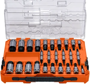 65233HEX Hex Bit Socket Set, 1/4, 3/8, 1/2-Inch Drives, Knurled, SAE (5/64 to 3/4 inch) and Metric (2 to 19mm) with MODbox Case, 32-Piece 65233HEX Hex Bit Socket Set, 1/4, 3/8, 1/2-Inch Drives, Knurled, SAE (5/64 to 3/4 inch) and Metric (2 to 19mm) with MODbox Case, 32-Piece
