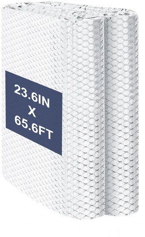 Double Reflective Bubble Foil Insulation Foam, 23.6IN X 65.6FT Window Insulation for Summer Heat Reflective Window Film for Window, Garage Door, RV, Roof Double Reflective Bubble Foil Insulation Foam, 23.6IN X 65.6FT Window Insulation for Summer Heat Reflective Window Film for Window, Garage Door, RV, Roof