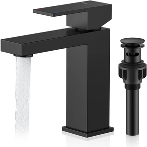 Matte Black Single Handle Bathroom Faucet 1 Hole, Black Vanity Faucet Bathroom Sink Faucet with Pop Up Drain & Supply Lines, Lead-Free cUPC & NSF Certified, 1 Handle Faucet for Vanity RV Restroom Matte Black Single Handle Bathroom Faucet 1 Hole, Black Vanity Faucet Bathroom Sink Faucet with Pop Up Drain & Supply Lines, Lead-Free cUPC & NSF Certified, 1 Handle Faucet for Vanity RV Restroom